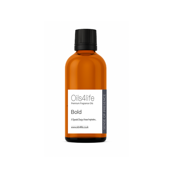Orange bottle of Oils4life Bold fragrance oil on a white background