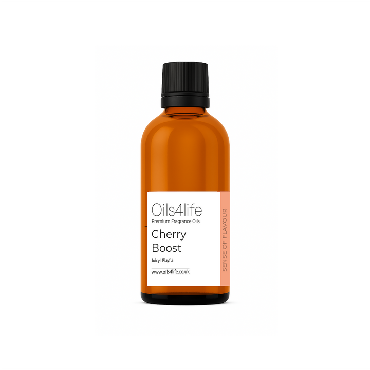Oils4life Cherry Boost fragrance oil bottle on a white background