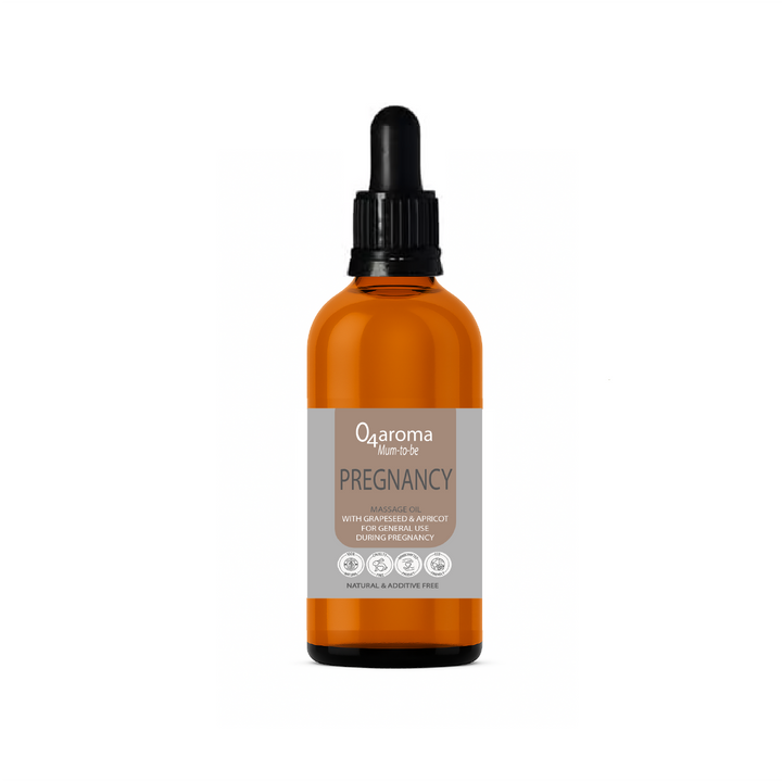 Orange bottle with a dropper labeled 'Pregnancy' on a white background