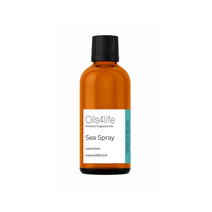 Bottle of Oils4life Sea Spray on a white background