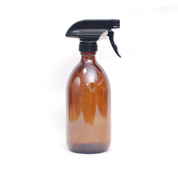 Amber Glass Bottle with Black Trigger Spray Closure