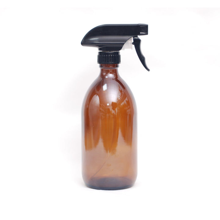 Amber Glass Bottle with Black Trigger Spray Closure